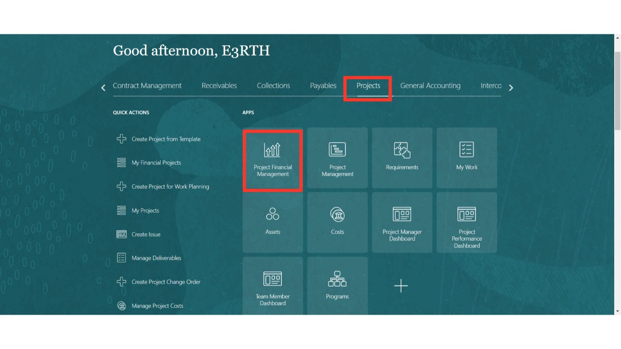 Click 'Project Financial Management'