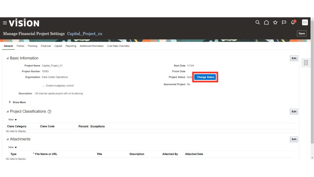 Click 'Change Status'