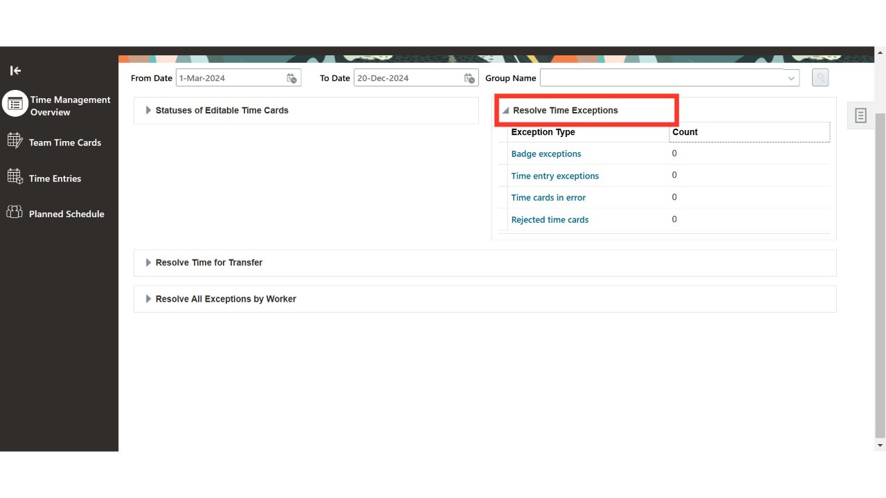 Click 'Time Management Overview'