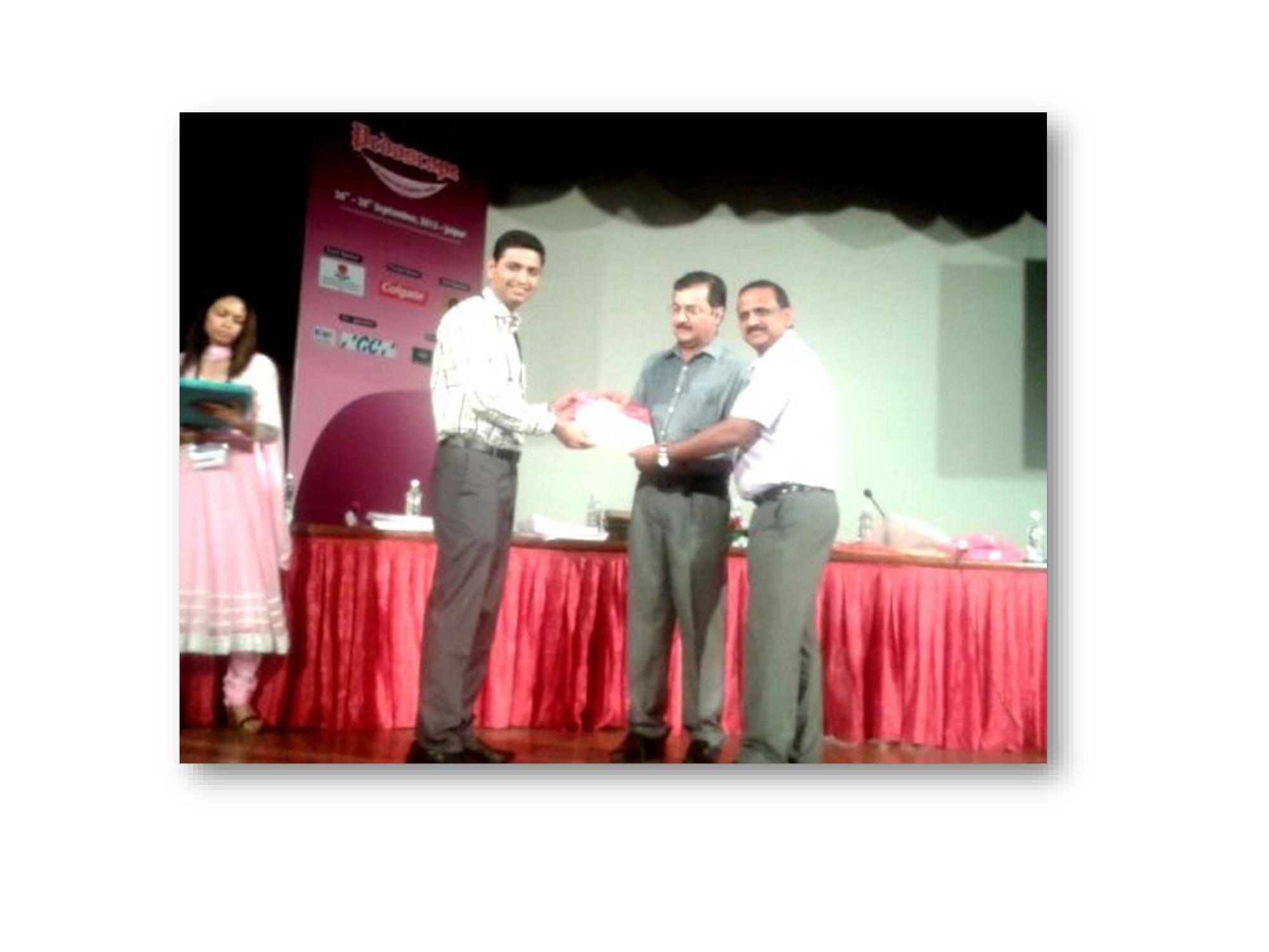 Best paper awarded to Dr Shrirang Sevekar at National conference of Indian Society of Pediatric and Preventive dentistry held at Jaipur 2013