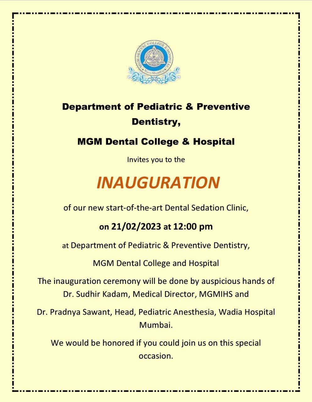 Inauguration of Dental Sedation Clinic