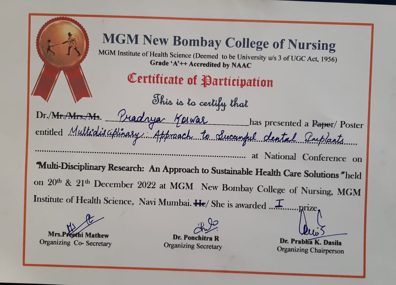 First prize for paper presentation